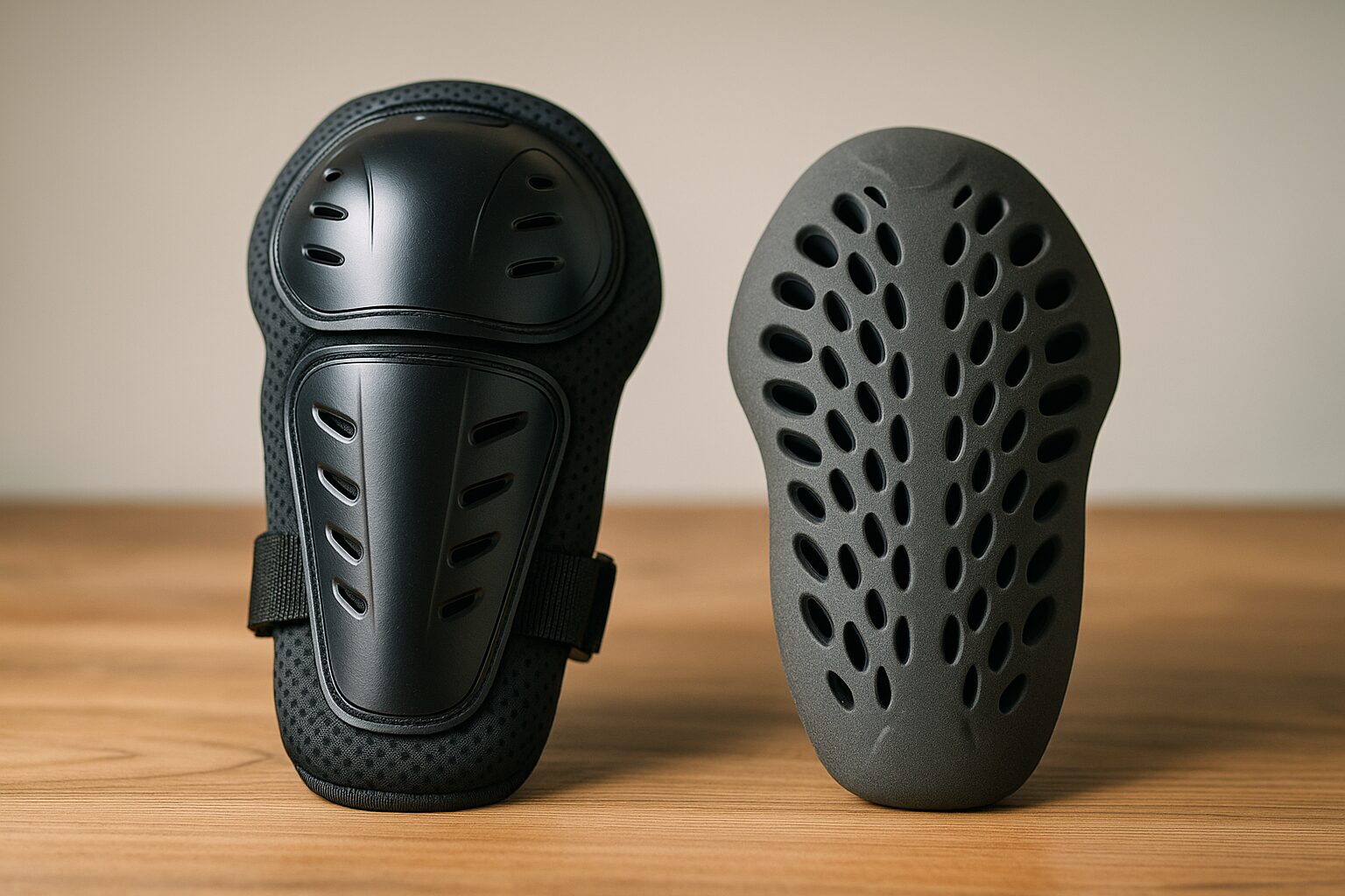ハードタイプとソフトタイプのプロテクターが机の上に並べられている構図