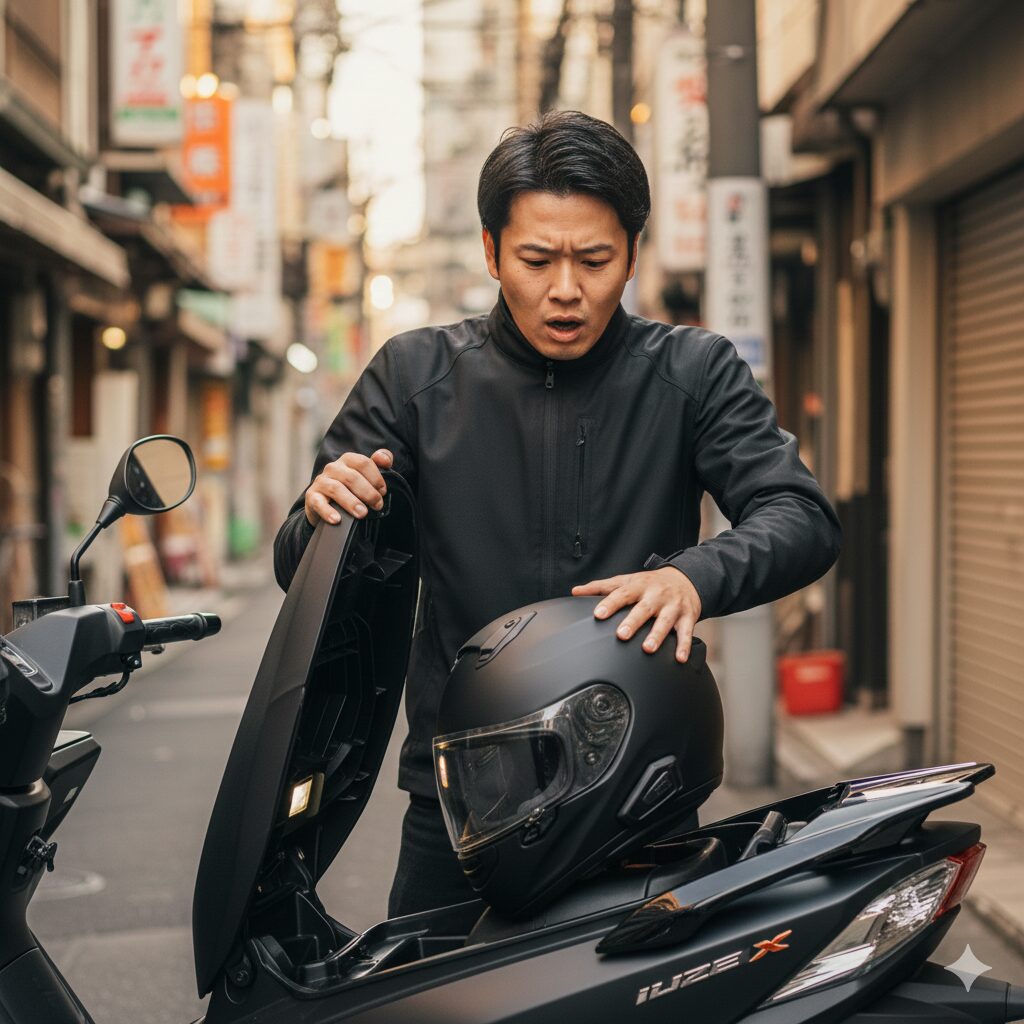 シート下収納にヘルメットが入らない